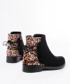 165-209 Siyah Leopar Arka Bağcık Aksesuarlı Fermuarlı Günlük Kadın Bot