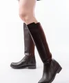 165-305 Kahve Arka Streç Fermuarlı Günlük Kadın Çizme