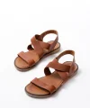 205-04 Taba Tek Bantlı Lastikli Hakiki Deri Ortopedik Taban Kadın Sandalet