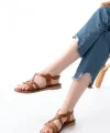 205-05 Taba Ortopedik Hakiki Deri Kadın Sandalet