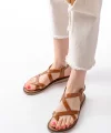 205-08 Taba Ortopedik Hakiki Deri Kadın Sandalet