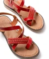 205-09 Kırmızı Ortopedik Hakiki Deri Kadın Sandalet