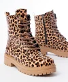 2121-356 Parlak Leopar Bağcıklı Fermuarlı Günlük Kadın Bot