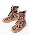 2121-356 Parlak Leopar Bağcıklı Fermuarlı Günlük Kadın Bot