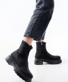 236-2011 Siyah Dalgıç Fermuarlı Günlük Kadın Bot