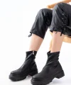 236-2011 Siyah Streç Fermuarlı Günlük Kadın Bot