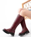 236-3021 Bordo Fermuarlı Günlük Kadın Çizme