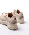 3001  Bej Bağcıklı Fileli Günlük Spor Ayakkabı