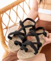 402 Siyah Hasır Kadın Sandalet