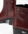 5109-3022 Bordo Fermuarlı Kalın Topuklu Günlük Kadın Bot