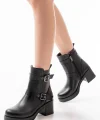 5109-3027 Siyah Topuklu Fermuarlı Günlük Kadın Bot
