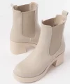 5109-3056 Bej Lastikli  Kalın Topuklu Günlük Kadın Bot