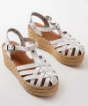 684-02 Beyaz Ortopedik Hakiki Deri Dolgu Kadın Sandalet