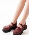 745-771 Bordo Rugan Kadın Günlük Yüksek Tabanlı Loafer Ayakkabı
