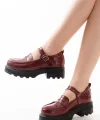 745-771 Bordo Rugan Kadın Günlük Yüksek Tabanlı Loafer Ayakkabı
