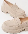 746-759 Bej Süet Günlük Yüksek Tabanlı Loafer Ayakkabı