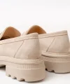 746-759 Bej Süet Günlük Yüksek Tabanlı Loafer Ayakkabı