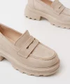 746-759 Bej Süet Günlük Yüksek Tabanlı Loafer Ayakkabı