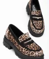 746-759 Leopar Günlük Yüksek Tabanlı Loafer Ayakkabı