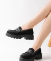 746-759 Siyah Süet Günlük Yüksek Tabanlı Loafer Ayakkabı