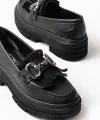 749-750 Siyah Tokalı Günlük Yüksek Tabanlı Loafer Ayakkabı