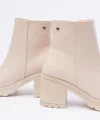 767-3020 Bej Fermuarlı Kalın Topuklu Günlük Kadın Bot