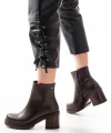 767-3020 Kahverengi Fermuarlı Kalın Topuklu Günlük Kadın Bot