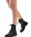 812-2121 Siyah Cilt Bağcıklı Fermuarlı Günlük Kadın Bot