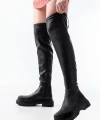 812-2194 Siyah Fermuarlı Diz Üstü Bağcıklı Çorap Günlük Kadın Çizme