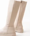 812-305 Bej Arkası Streç Fermuarlı Günlük Kadın Çizme