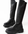 812-305 Siyah Arkası Streç Fermuarlı Günlük Kadın Çizme