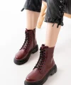 812-356 Bordo Bağcıklı Fermuarlı Günlük Kadın Bot