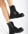 868-2289 Siyah Kroko Bağcıklı Fermuarlı Günlük Kadın Bot