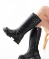 868-3026 Siyah Toka Aksesuarlı Fermuarlı Günlük Kadın Çizme