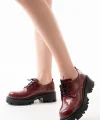 868-754 Bordo Rugan Bağcıklı Günlük Yüksek Tabanlı Loafer Ayakkabı
