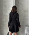 Altı piliseli uzun kollu ceket elbise siyah s255016