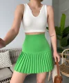 Altı pliseli mini etek yeşil s24705