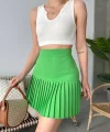 Altı pliseli mini etek yeşil s24705