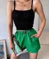 Armalı keten şort yeşil s251003