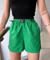 Armalı keten şort yeşil s251003