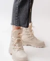 ASM-083 Bej Bağcıklı Su Geçirmez Kadın Kar Botu