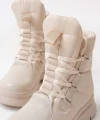 ASM-083 Bej Bağcıklı Su Geçirmez Kadın Kar Botu