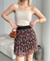 Baskılı astarlı mini etek