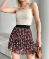 Baskılı astarlı mini etek