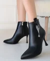 Biort Siyah Cilt Topuklu Bot
