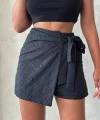 Brodeli şort etek s255075