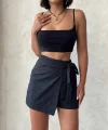 Brodeli şort etek s255075