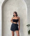 Brodeli şort etek s255075
