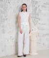 Broşlu yelek pantolon takım beyaz s255821