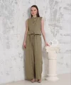 Broşlu yelek pantolon takım haki s255821